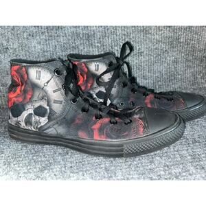 RAAD Skull & Roses Black Red High Top Sneakers Men's 8 Women's 9.5